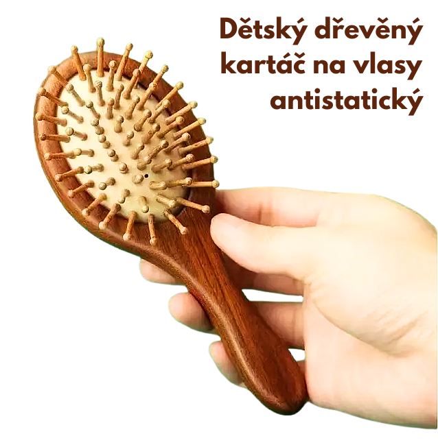 Dětský dřevěný kartáč na vlasy antistatický